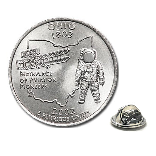2002 Ohio Quarter Coin Lapel Pin Uncirculated State Quarter Tie Pin Image 1