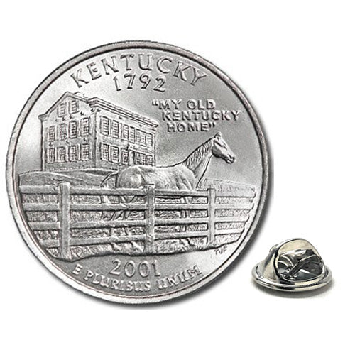 2001 Kentucky Quarter Coin Lapel Pin Uncirculated State Quarter Tie Pin Image 1