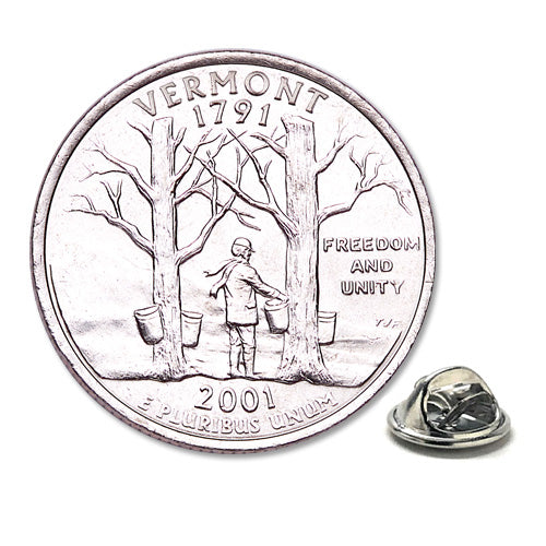 2001 Vermont Quarter Coin Lapel Pin Uncirculated State Quarter Tie Pin Image 1