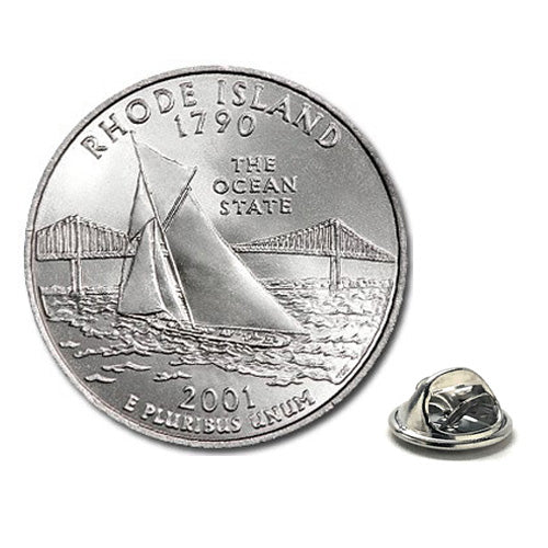 2001 Rhode Island Quarter Coin Lapel Pin Uncirculated State Quarter Tie Pin Image 1