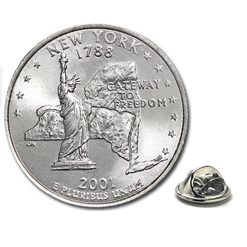 2001 York Quarter Coin Lapel Pin Uncirculated State Quarter Tie Pin Image 1