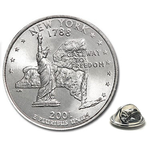 2001  York Quarter Coin Lapel Pin Uncirculated State Quarter Tie Pin Image 1