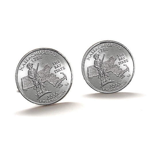 2000 Massachusetts Quarter Coin Cufflinks Uncirculated State Quarter Cuff Links Image 2