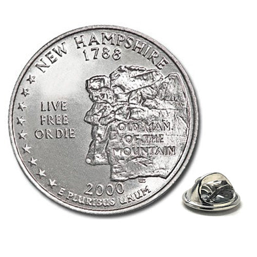 2000  Hampshire Quarter Coin Lapel Pin Uncirculated State Quarter Tie Pin Image 1