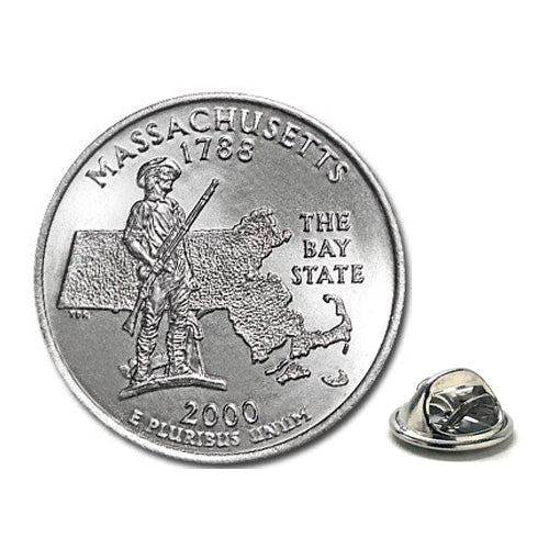 2000 Massachusetts Quarter Coin Lapel Pin Uncirculated State Quarter Tie Pin Image 1