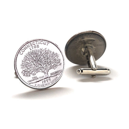 1999 Connecticut Quarter Coin Cufflinks Uncirculated State Quarter Cuff Links Image 1