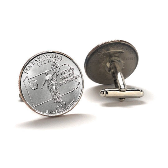 1999 Pennsylvania Quarter Coin Cufflinks Uncirculated State Quarter Cuff Links Image 1
