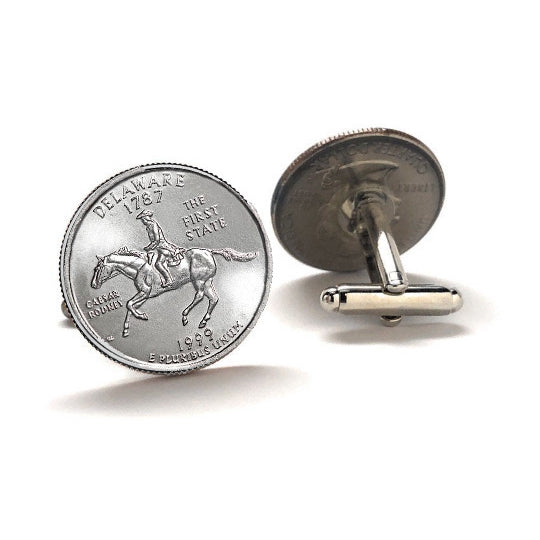 1999 Delaware Quarter Coin Cufflinks Uncirculated State Quarter Cuff Links Image 1