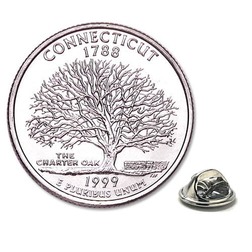 1999 Connecticut Quarter Coin Lapel Pin Uncirculated State Quarter Tie Pin Image 1