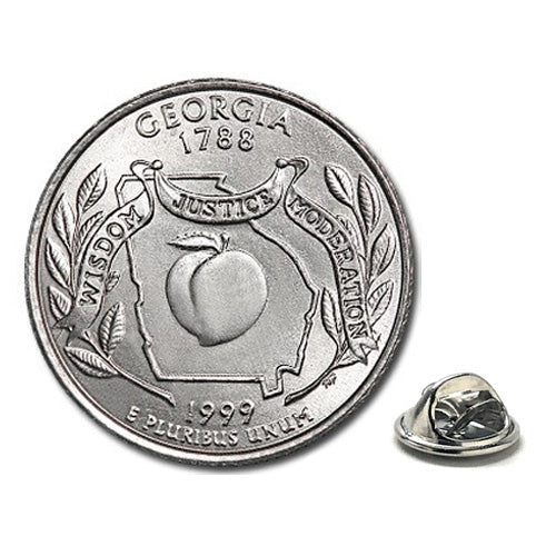 1999 Georgia Quarter Coin Lapel Pin Uncirculated State Quarter Tie Pin Image 1
