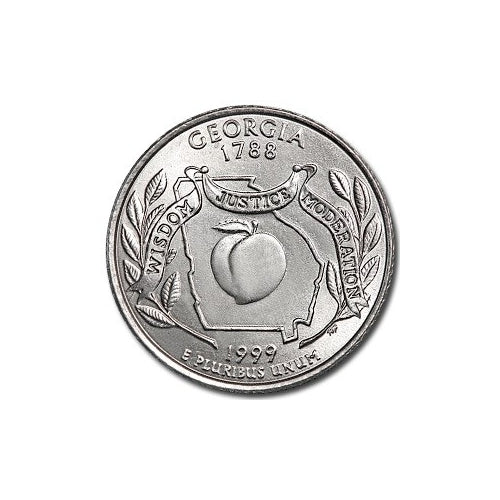 1999 Georgia Quarter Coin Lapel Pin Uncirculated State Quarter Tie Pin Image 2