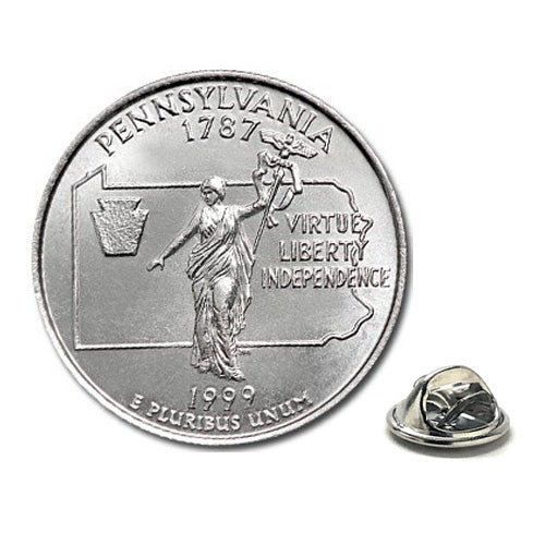 1999 Pennsylvania Quarter Coin Lapel Pin Uncirculated State Quarter Tie Pin Image 1