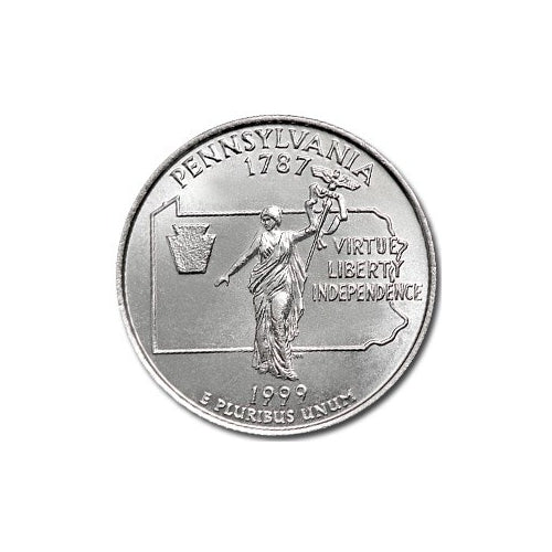 1999 Pennsylvania Quarter Coin Lapel Pin Uncirculated State Quarter Tie Pin Image 2