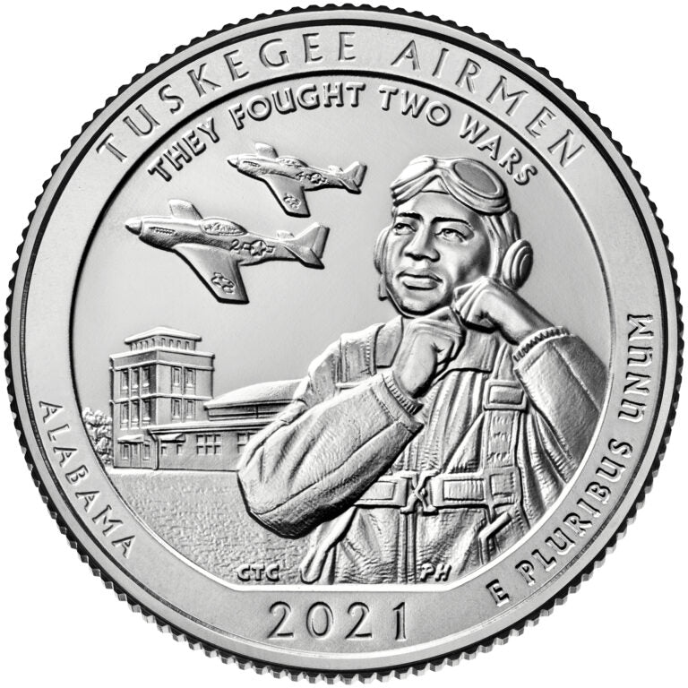 2021 Tuskegee Airmen National Historic Site Coin Lapel Pin Uncirculated Quarter Tie Pin Image 2