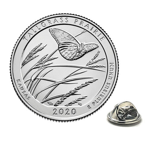 2020 Tallgrass Prairie National Preserve Coin Lapel Pin Uncirculated Quarter Tie Pin Image 1