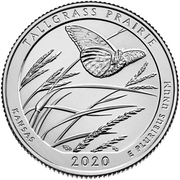 2020 Tallgrass Prairie National Preserve Coin Lapel Pin Uncirculated Quarter Tie Pin Image 2