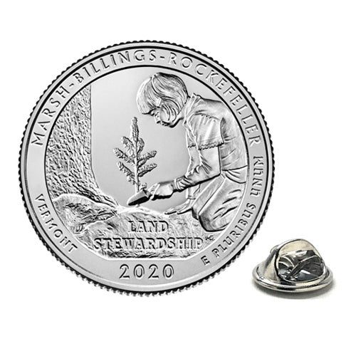 2020 Marsh-Billings-Rockefeller National Historical Park Lapel Pin Uncirculated Quarter Tie Pin Image 1