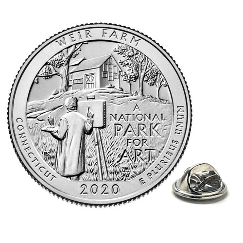 2020 Weir Farm National Historic Site Coin Lapel Pin Uncirculated Quarter Tie Pin Image 1