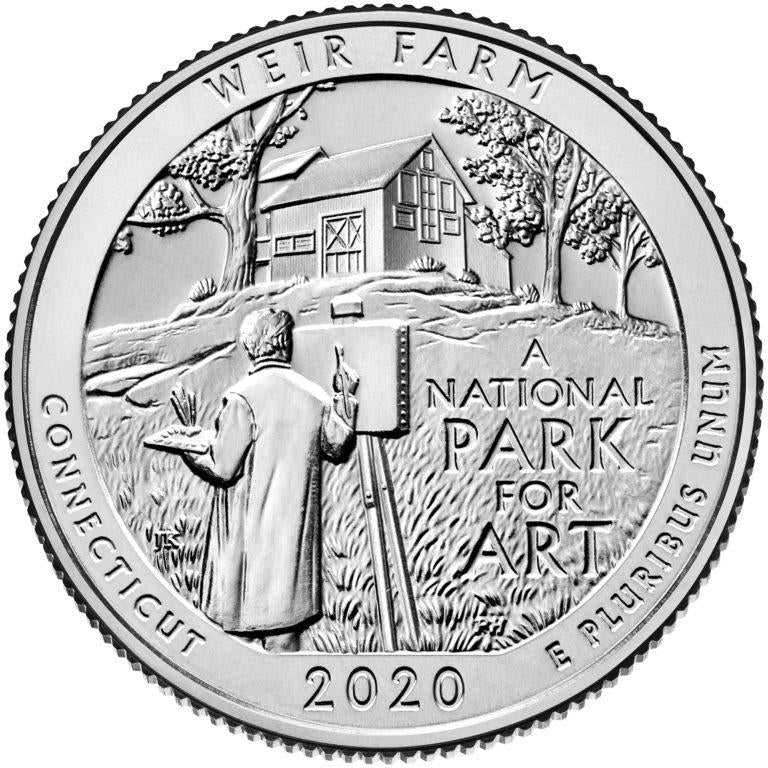 2020 Weir Farm National Historic Site Coin Lapel Pin Uncirculated Quarter Tie Pin Image 2