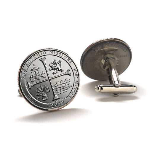 2019 San Antonio Missions National Historical Park Coin Cufflinks Uncirculated Quarter Cuff Links Image 1
