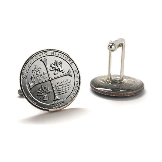 2019 San Antonio Missions National Historical Park Coin Cufflinks Uncirculated Quarter Cuff Links Image 3