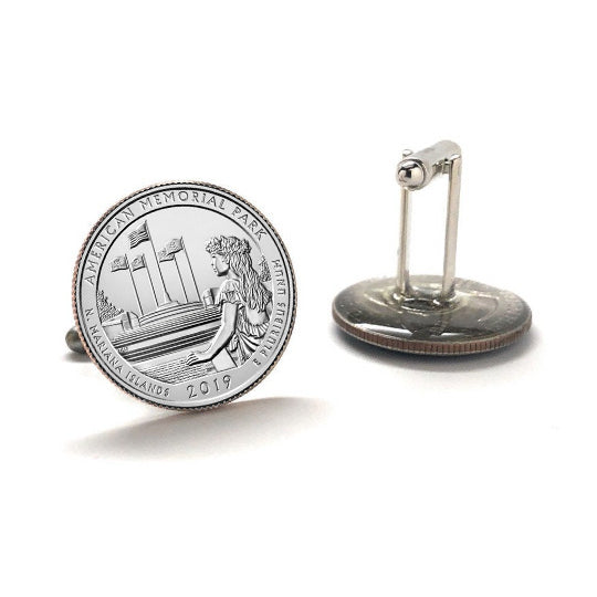 2019 American Memorial Park Coin Cufflinks Uncirculated Quarter Cuff Links Image 3
