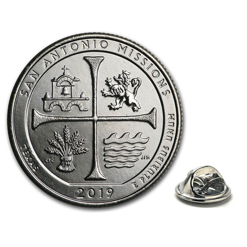 2019 San Antonio Missions National Historical Park Coin Lapel Pin Uncirculated Quarter Tie Pin Image 1