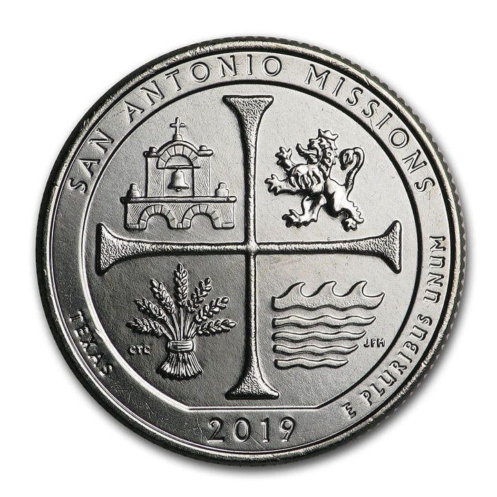 2019 San Antonio Missions National Historical Park Coin Lapel Pin Uncirculated Quarter Tie Pin Image 2