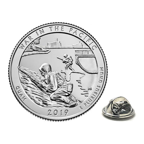 2019 War in The Pacific National Historical Park Coin Lapel Pin Uncirculated Quarter Tie Pin Image 1