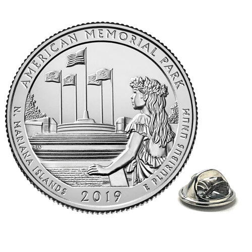 2019 American Memorial Park Coin Lapel Pin Uncirculated Quarter Tie Pin Image 1
