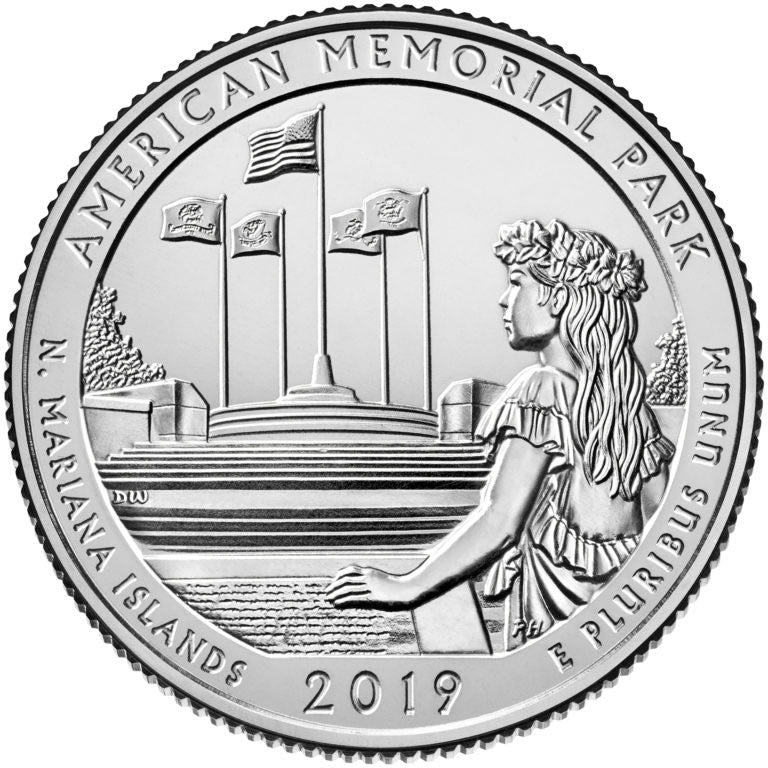 2019 American Memorial Park Coin Lapel Pin Uncirculated Quarter Tie Pin Image 2