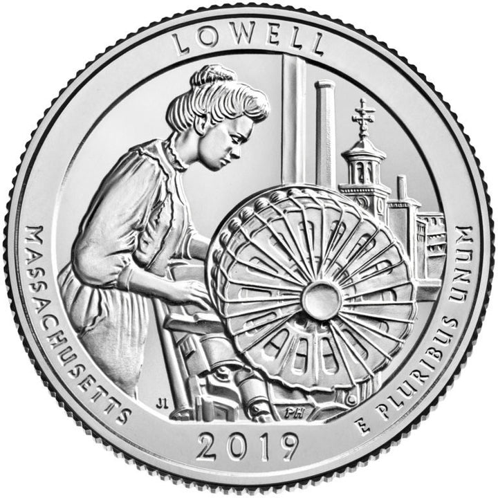 2019 Lowell National Historical Park Coin Lapel Pin Uncirculated Quarter Tie Pin Image 2