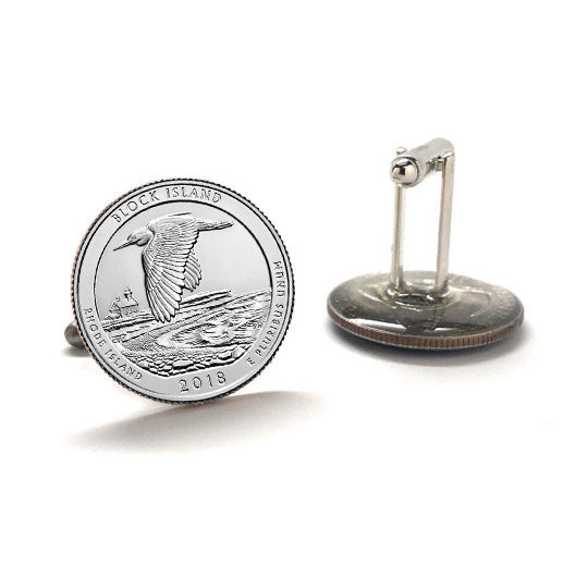 2018 Block Island National Wildlife Refuge Coin Cufflinks Uncirculated Quarter Cuff Links Image 2