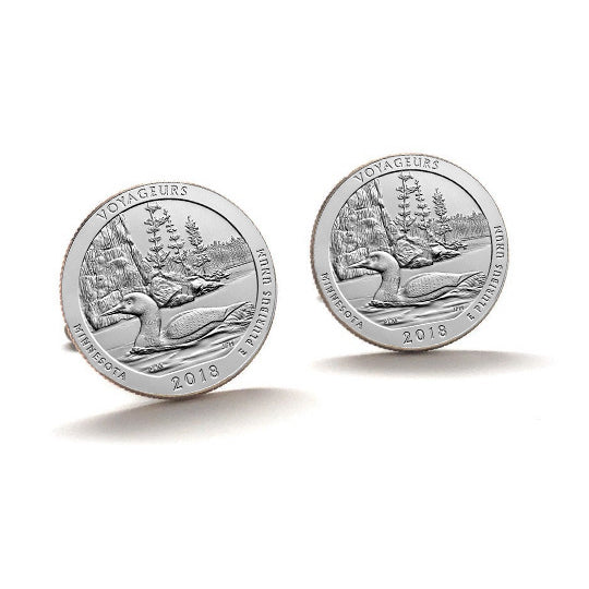2018 Voyageurs National Park Coin Cufflinks Uncirculated Quarter Cuffs Links Image 2