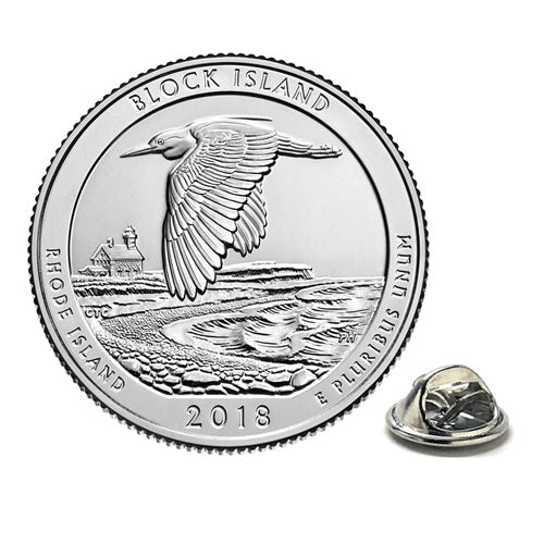 2018 Block Island National Wildlife Refuge Coin Lapel Pin Uncirculated Quarter Tie Pin Image 1