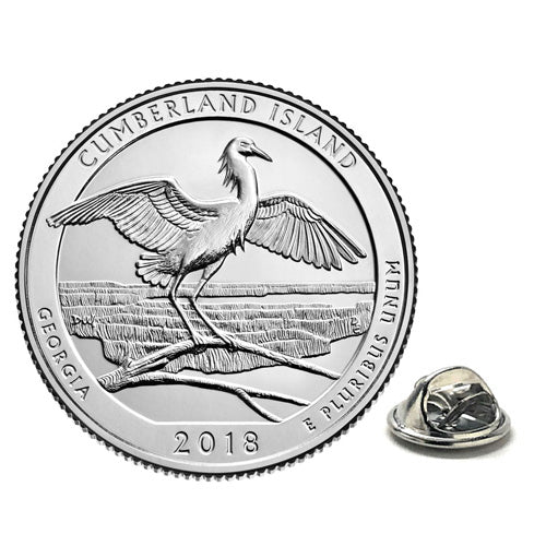 2018 Cumberland Island National Seashore Coin Lapel Pin Uncirculated Quarter Tie Pin Image 1