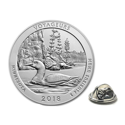 2018 Voyageurs National Park Coin Lapel Pin Uncirculated Quarter Tie Pin Image 1