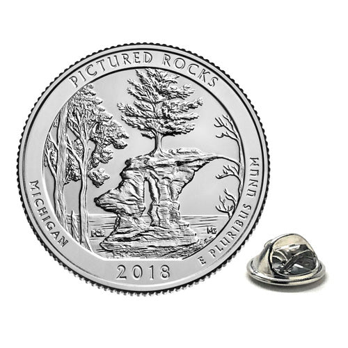2018 Pictured Rocks National Lakeshore Park Coin Lapel Pin Uncirculated Quarter Tie Pin Image 1