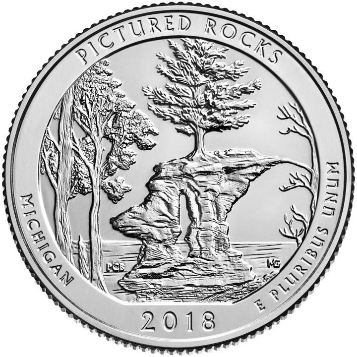 2018 Pictured Rocks National Lakeshore Park Coin Lapel Pin Uncirculated Quarter Tie Pin Image 2