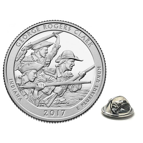 2017 George Rogers Clark National Historical Park Coin Lapel Pin Uncirculated Quarter Tie Pin Image 1