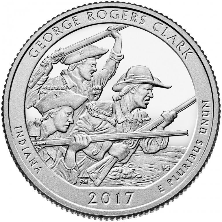 2017 George Rogers Clark National Historical Park Coin Lapel Pin Uncirculated Quarter Tie Pin Image 2
