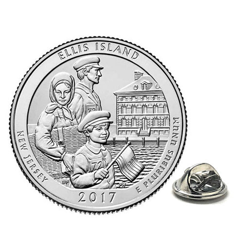 2017 Ellis Island Coin Lapel Pin Uncirculated Quarter Tie Pin Image 1