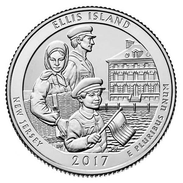 2017 Ellis Island Coin Lapel Pin Uncirculated Quarter Tie Pin Image 2