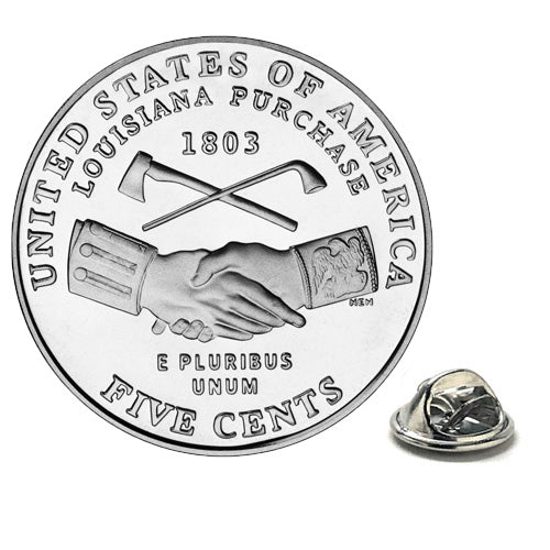 2004 Louisiana Purchase Coin lapel Pin Uncirculated U.S. Nickel Tie Pin Peace Medal Tie Tack Image 1