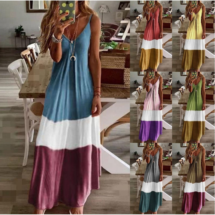 Soft Boho Contrast Color Maxi  Dress Image 1