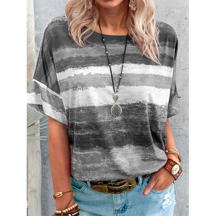 Colorful Striped Loose Tunic Top Blouse Image 3