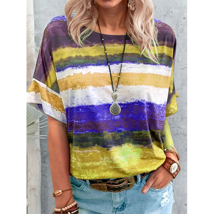 Colorful Striped Loose Tunic Top Blouse Image 4