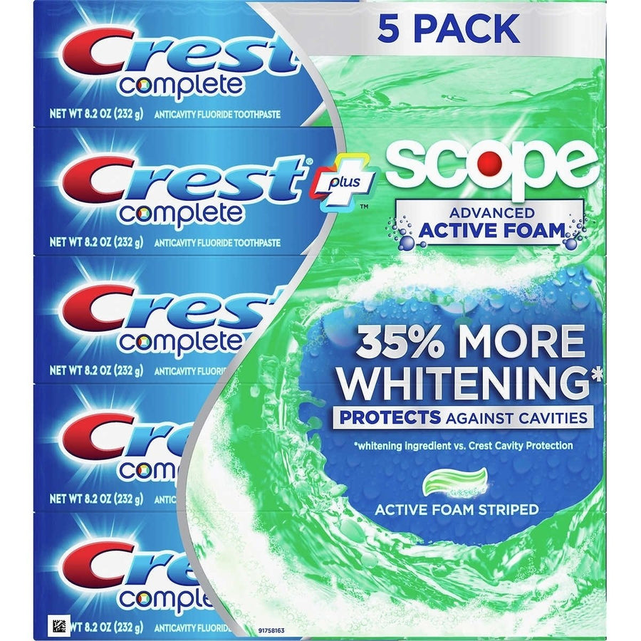 Crest Complete Toothpaste Plus Scope Advanced Active Foam Striped 8.2 oz 5 ct Image 1