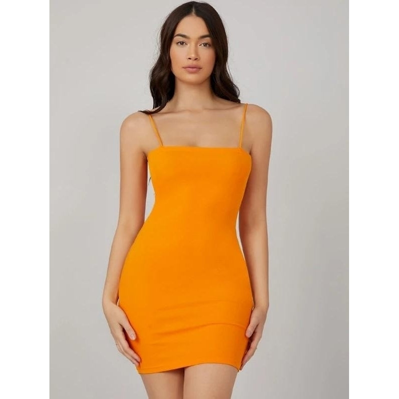 BASICS Neon Orange Bodycon Dress Image 3