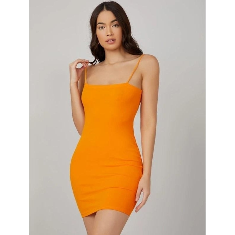 BASICS Neon Orange Bodycon Dress Image 4